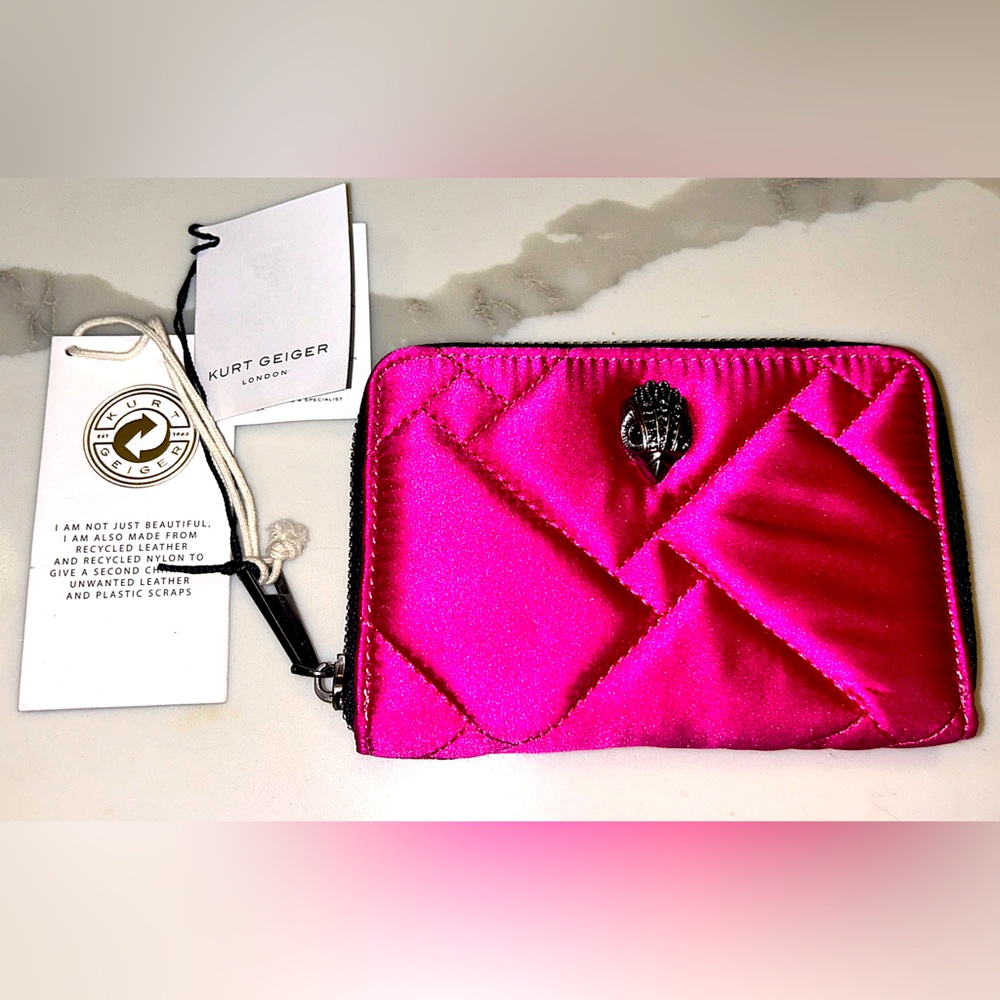 KURT GEIGER LONDON — HOT PINK NYLON ZIP AROUND WALLET! BRAND NEW WITH TAGS!